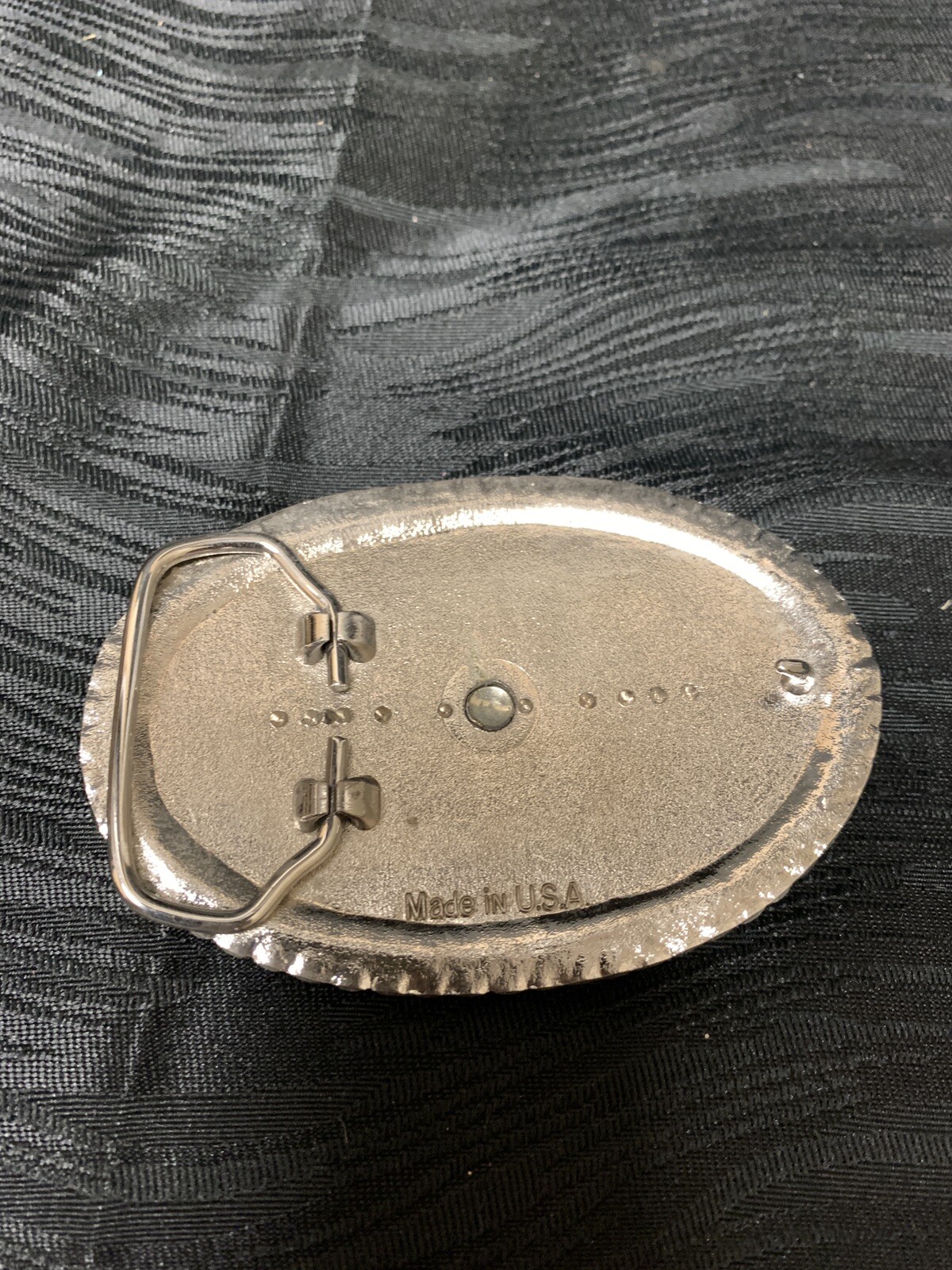 Vintage Western Square Dance Belt Buckle Squares Silver Brass Black Oval USA