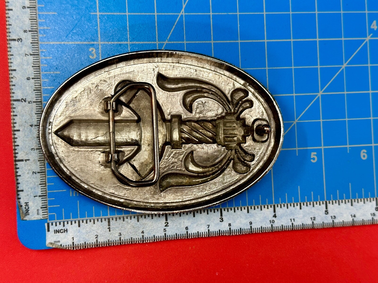Medieval Times Sword In Black Oval Vintage Belt Buckle