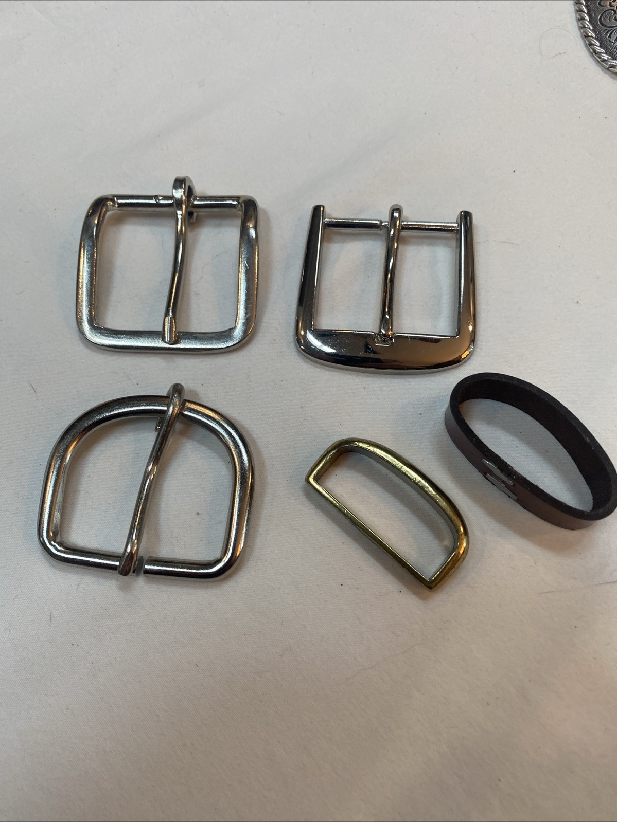 VNTG 5 pc LOT western BELT BUCKLES leather COWBOY rodeo BRASS Loop USA BB336 2