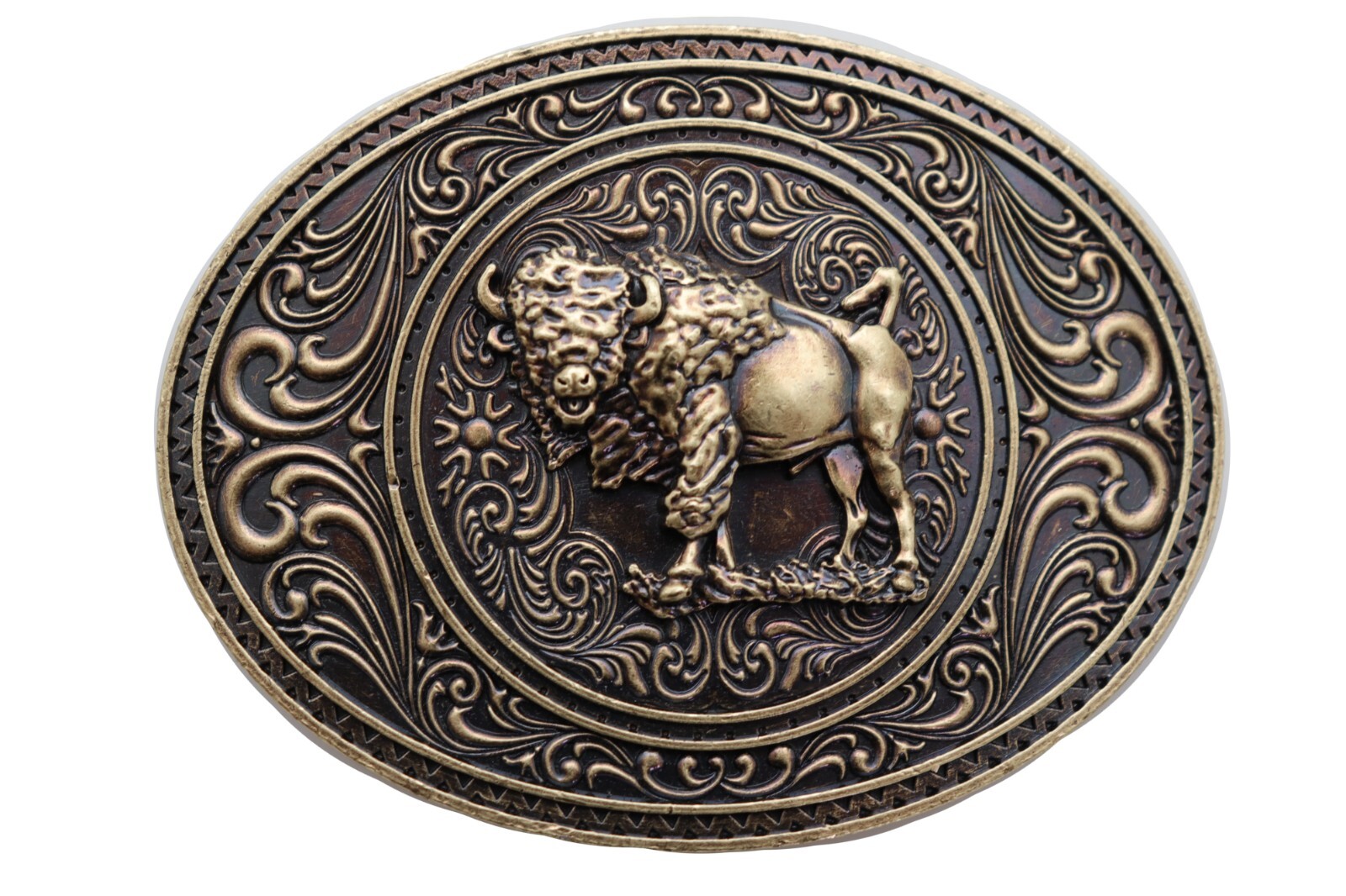 New Men Antique Gold Metal Buffalo Bull Belt Buckle Cowboy Western Fashion Rodeo