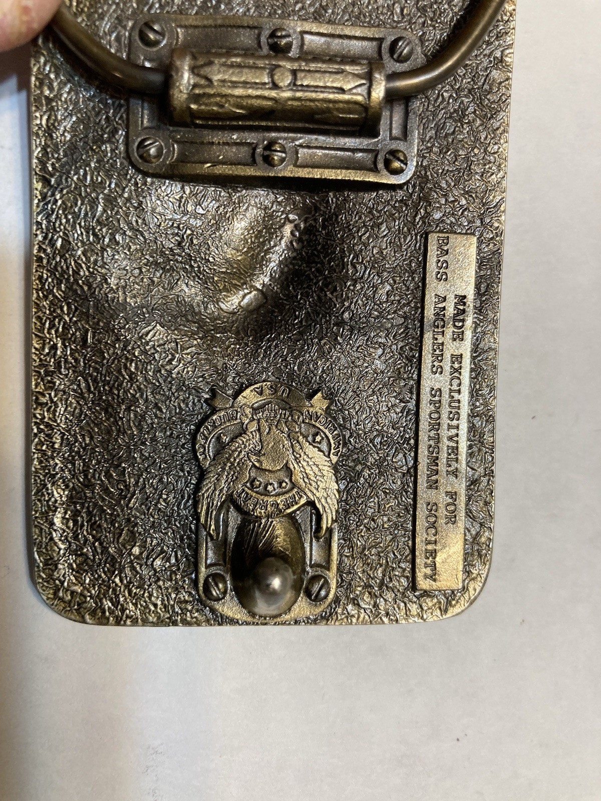 1988 BASS BASS ANGLERS SPORTSMAN SOCIETY BELT BUCKLE – HEAVY – BOX GW 1