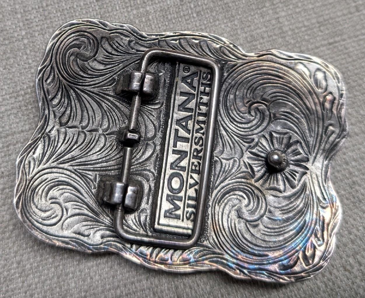 MONTANA SILVERSMITHS belt buckle EAGLE gold silver WESTERN cowboy sterling?