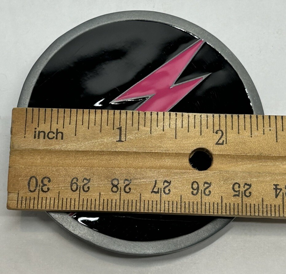 Lightning Bolt Belt Buckle Black Pink PEWTER 2002 NOS Great American Products