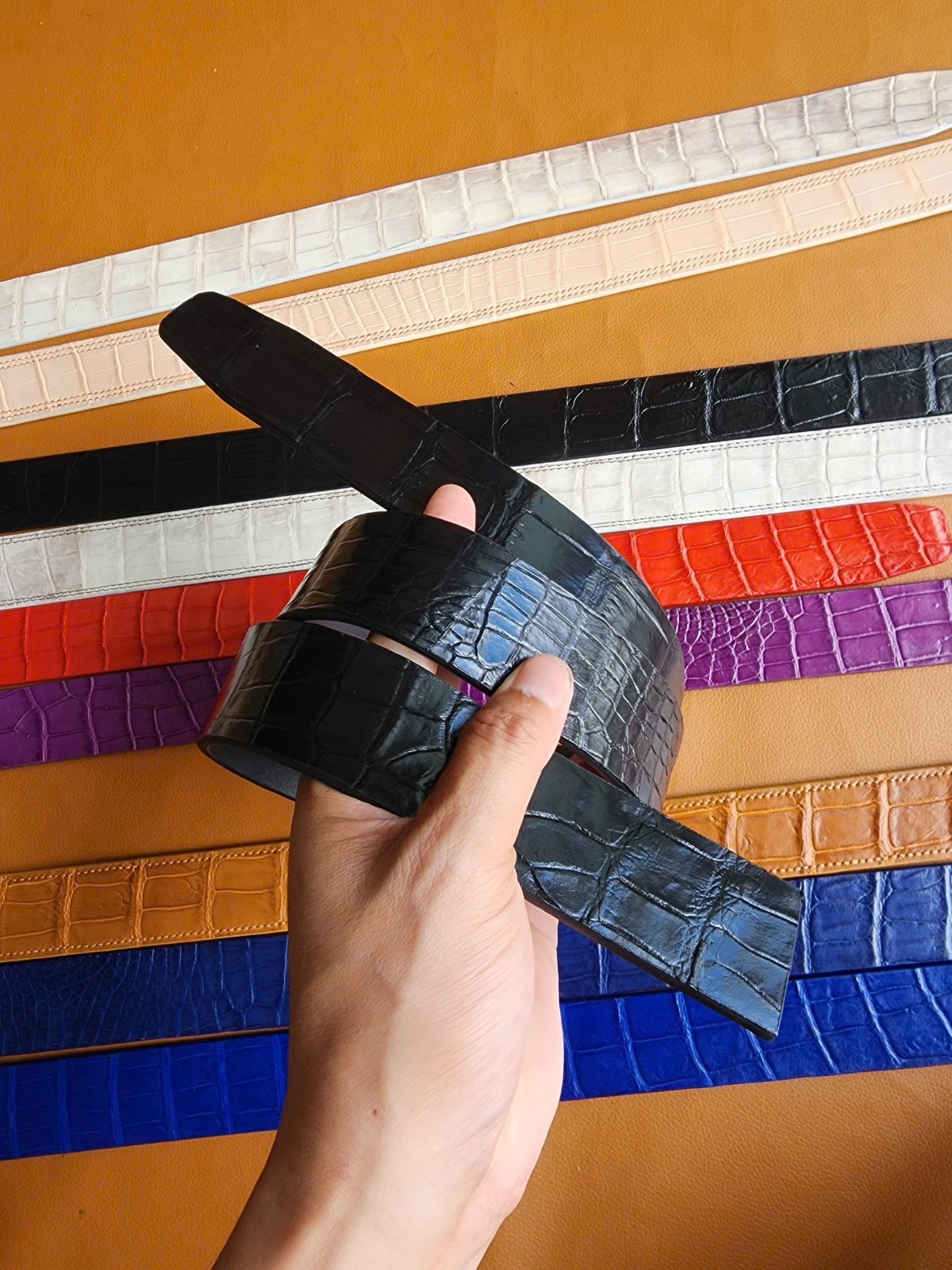 3.8CM Black 100% Genuine Leather Skin Men Belt Buckle-Handmade-Customize