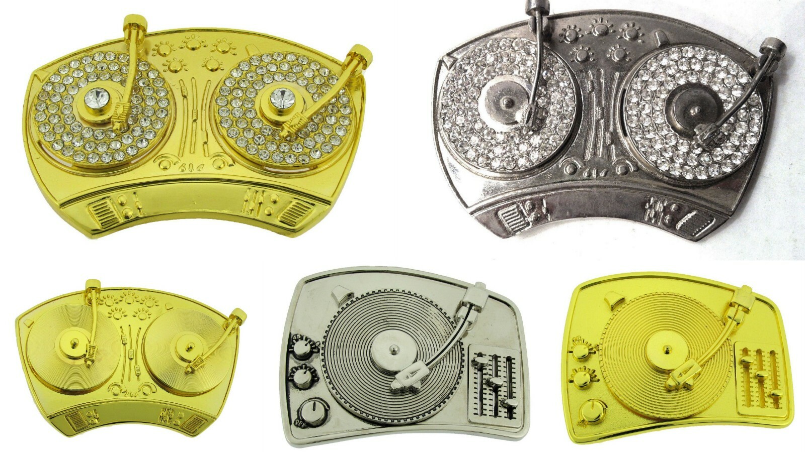 DISCO MENS ROCK REBEL Retro Turntable Belt Buckles Blaster Radio Dj Ghetto Music
