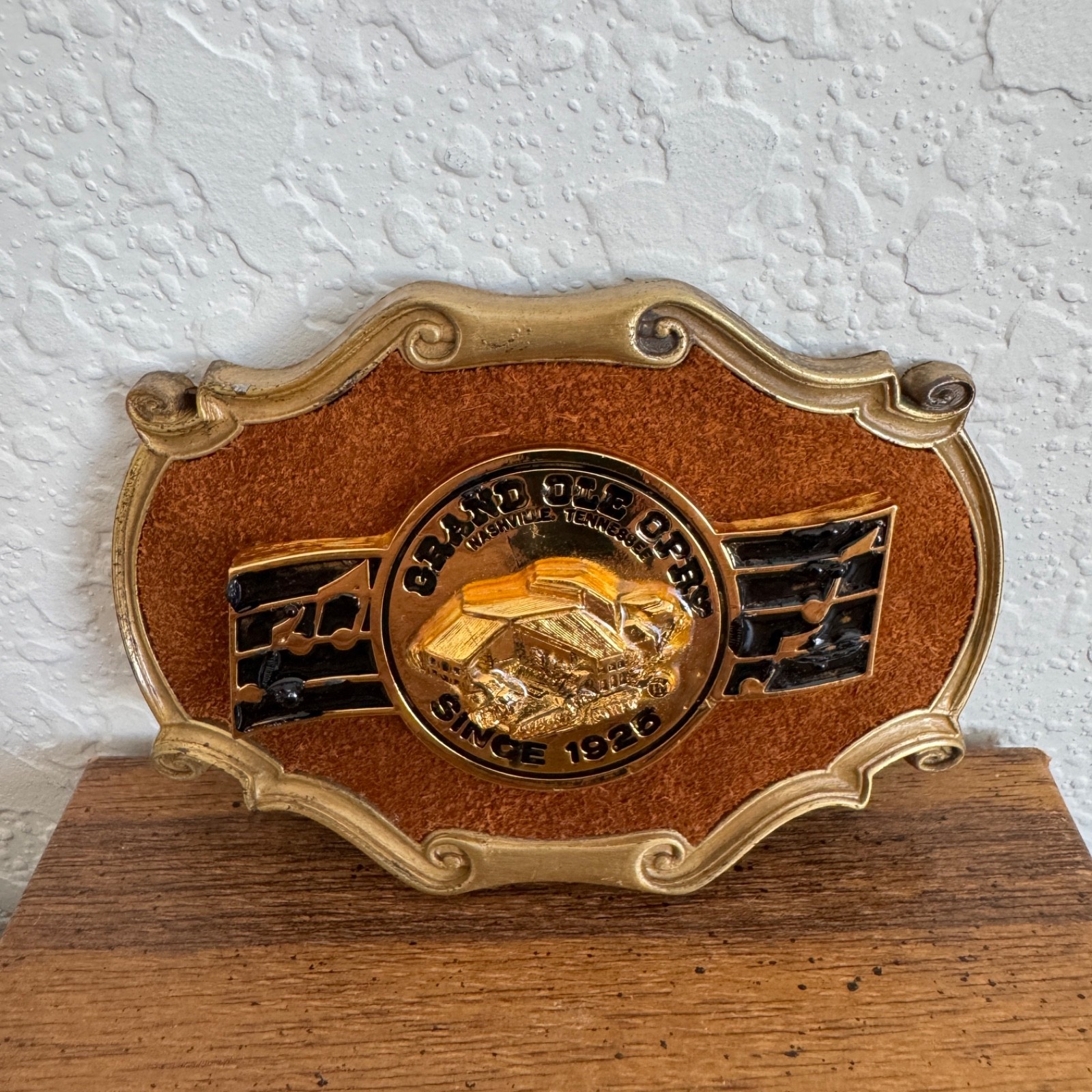 Vintage Grand Ole Opry Brass Belt Buckle Nashville Tennessee Raintree Buckles