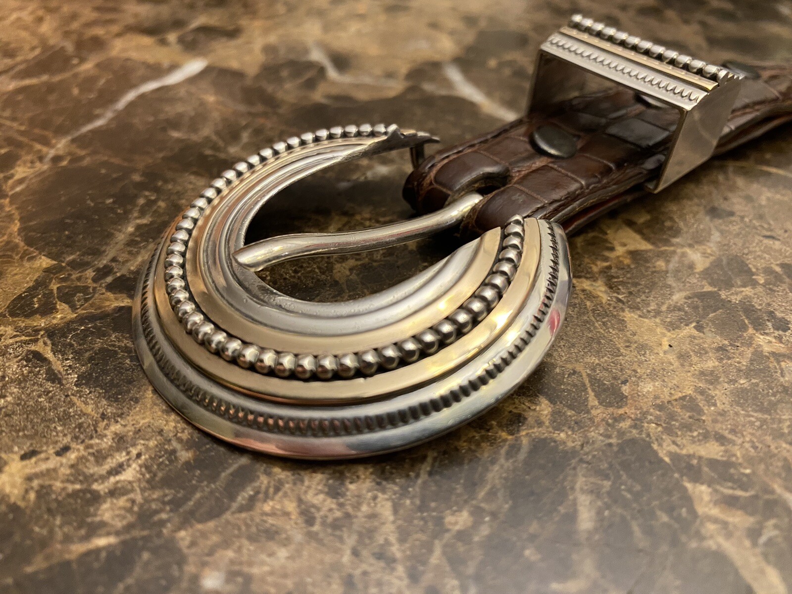 James Reid .925 Sterling 14k Gold Romanesque belt buckle set ✅