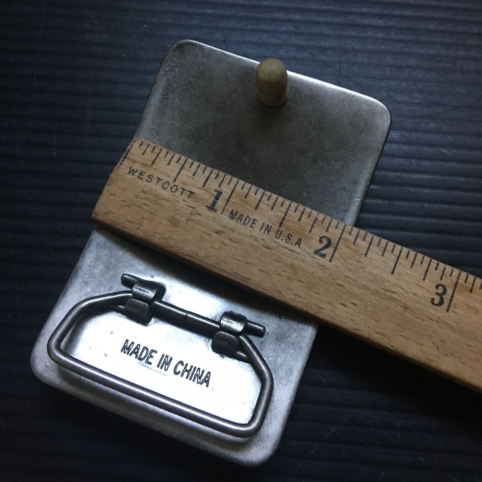 Vintage 1990s Distressed Silver Plate Metal « ROCK » Rectangular Belt Buckle