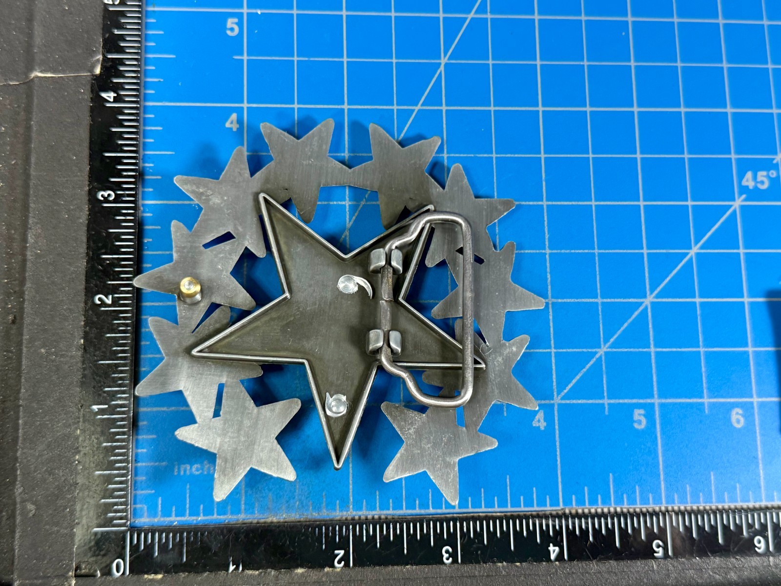 Eleven Five Pointed Star Cutout Silver Color Western Style LARGE Belt Buckle