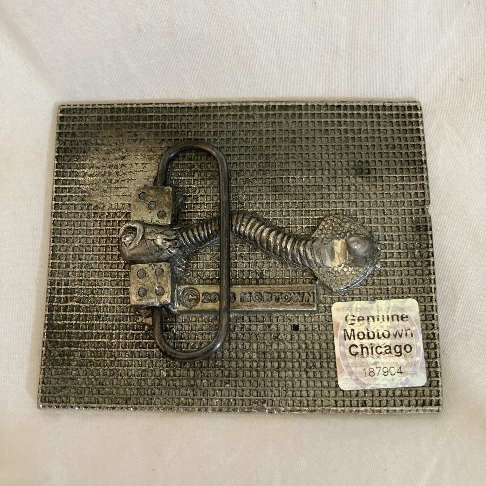 Vintage Mobtown 2006 RECORD PLAYER BELT BUCKLE PEWTER & ENAMEL