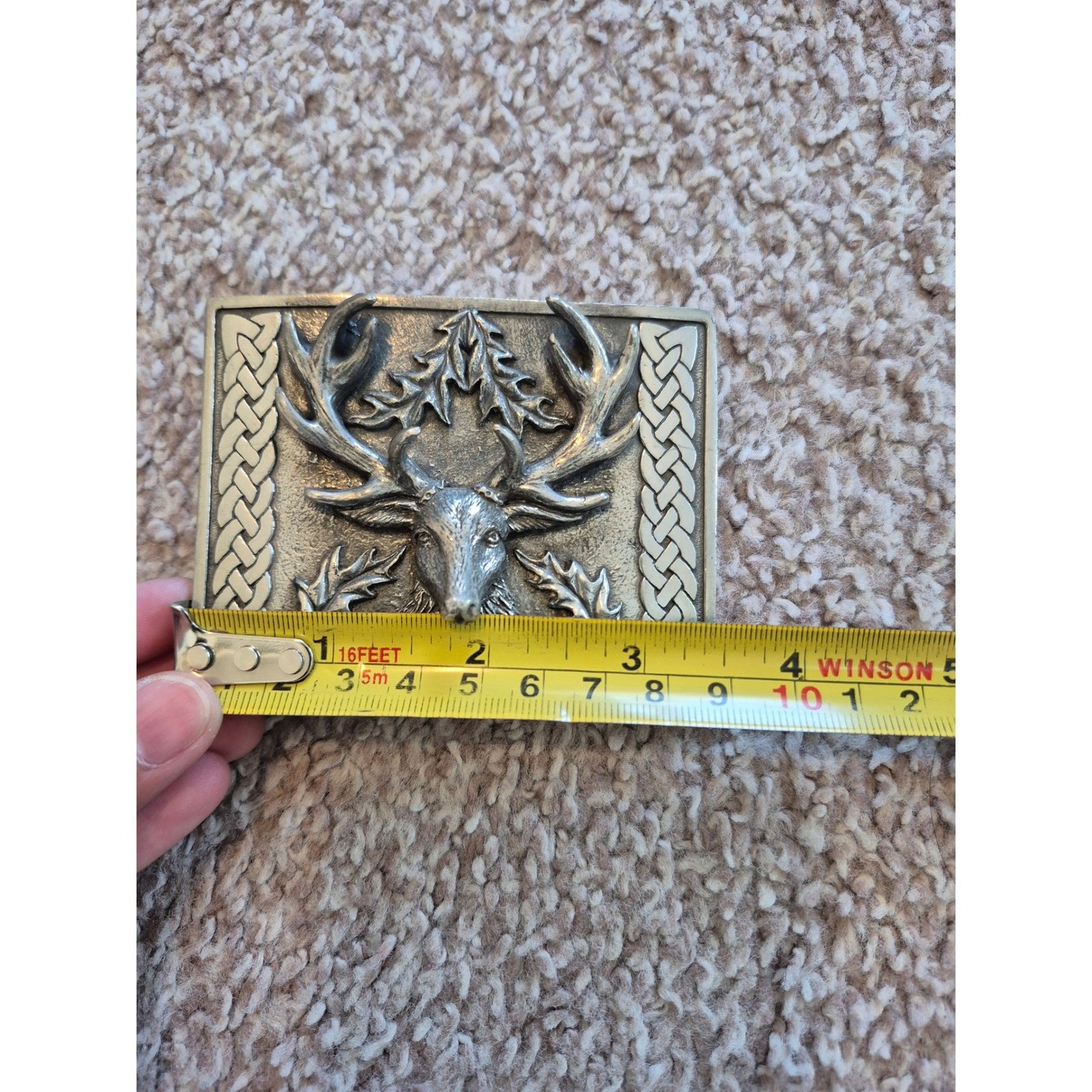 Dalman and Narborough 2009 Stag Head Belt Buckle Celtic Knot Pewter Tone Men&rsquo;s