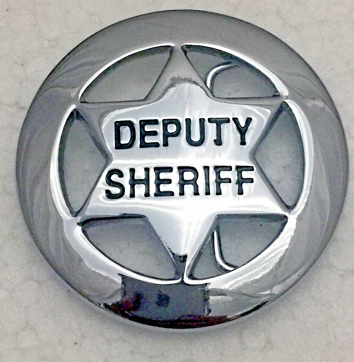 Solid Brass Deputy Sheriff Badge Belt Buckle 6 point Silver
