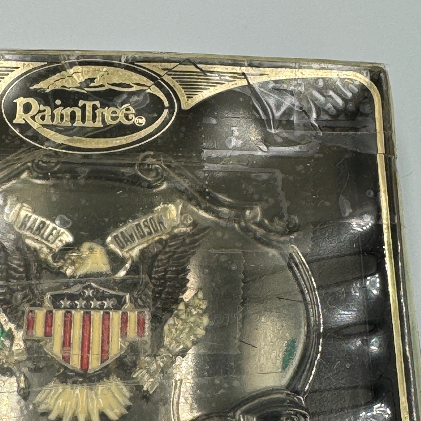 Vintage 1978 Raintree Harley Davidson Eagle Belt Buckle Black Enamel Americana