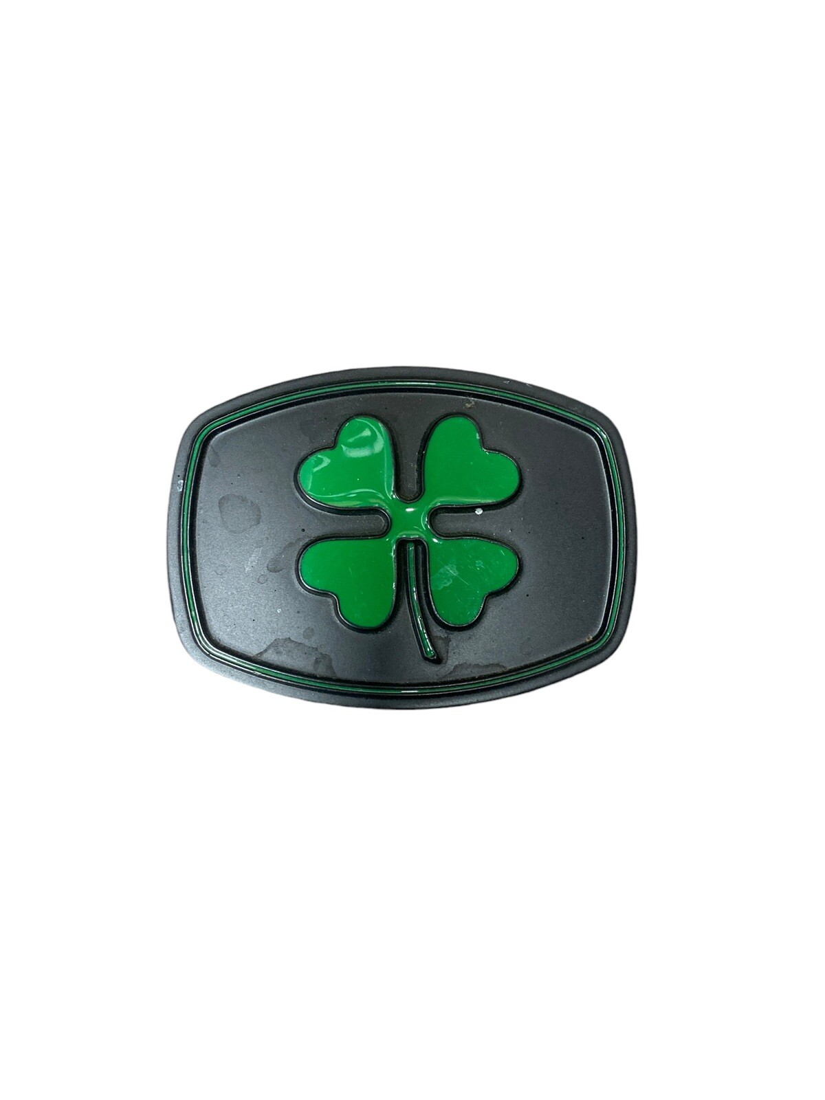 Lucky Four Leaf Clover Shamrock St Patrick Day Black And Green Tone Belt Buckle