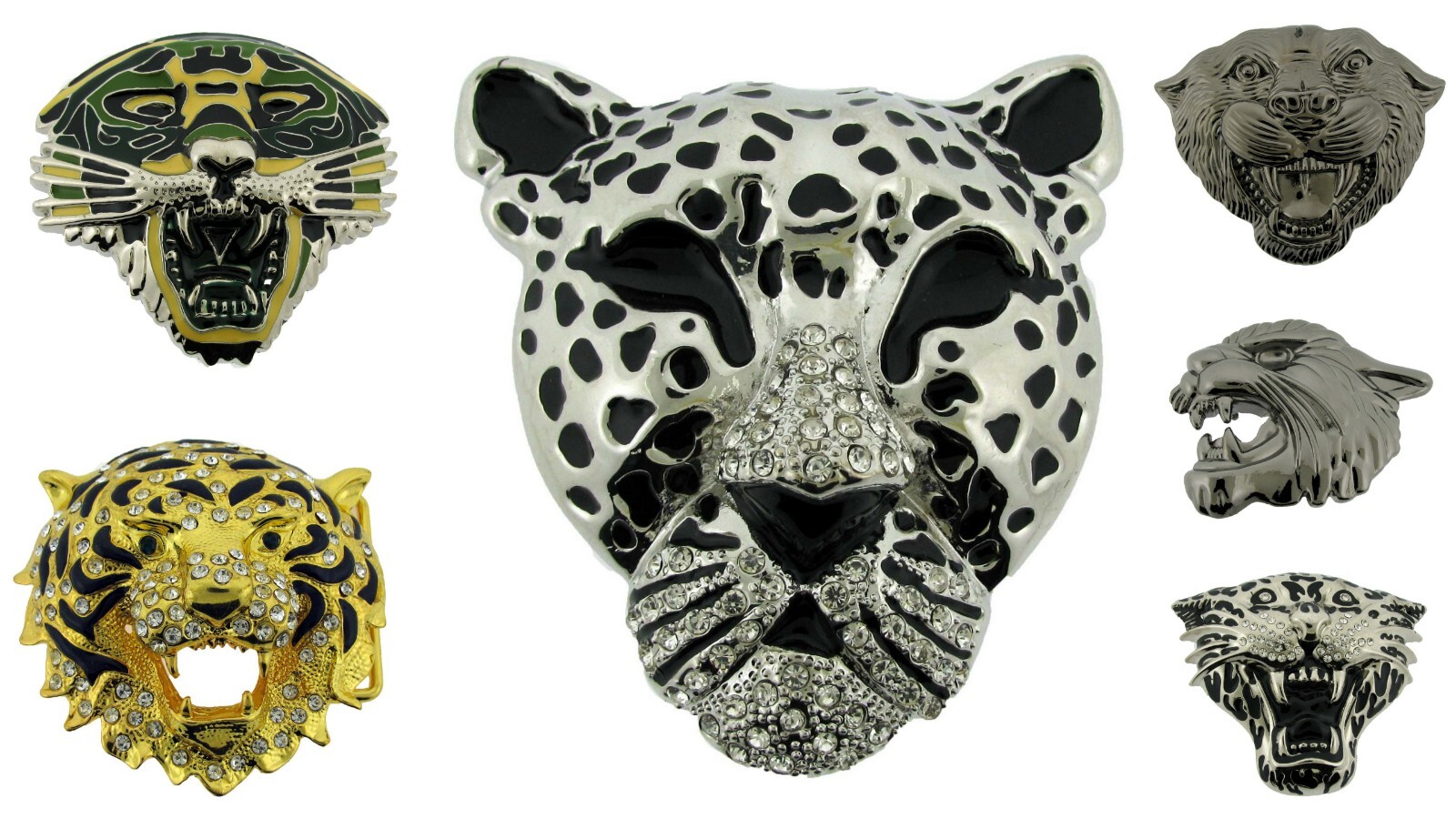Men Women Belt Buckle Snake Animal Lion Tiger Leopard Metal Black Panther Logo