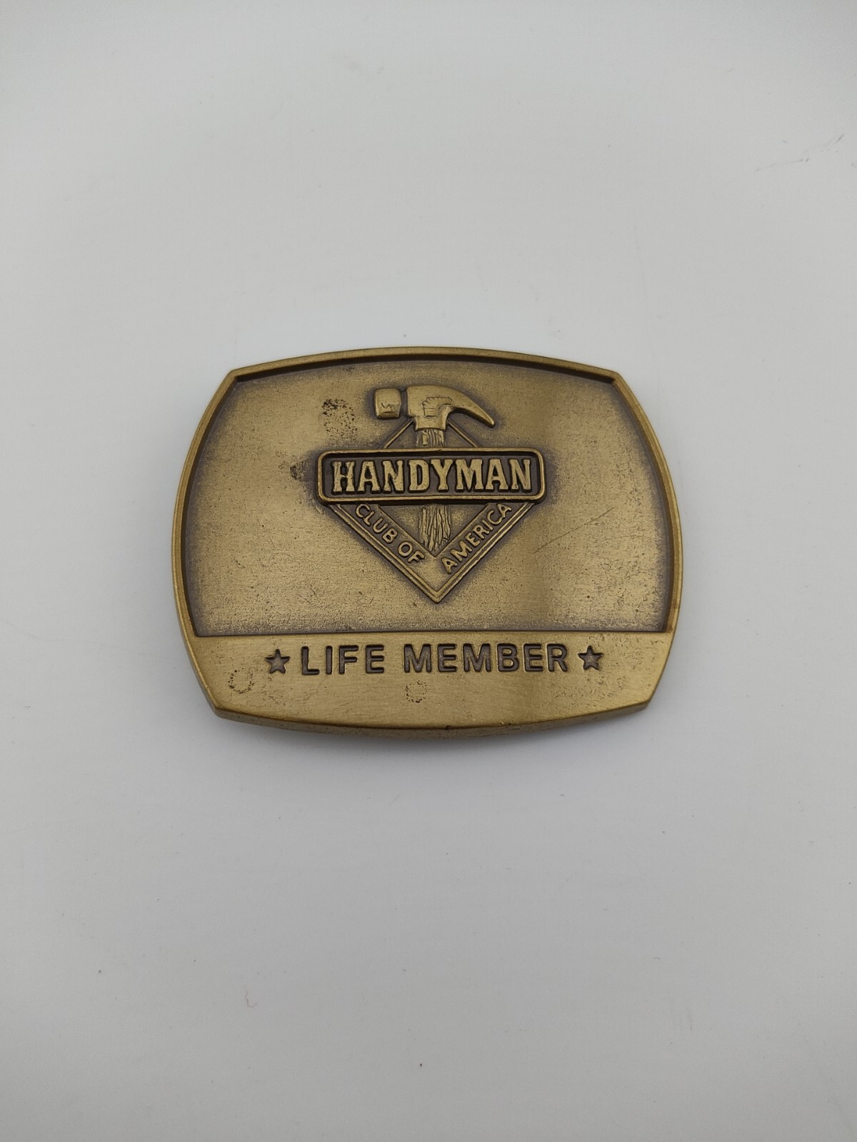 Belt Buckle Cast Brass Handyman Club of America Life Member 1996