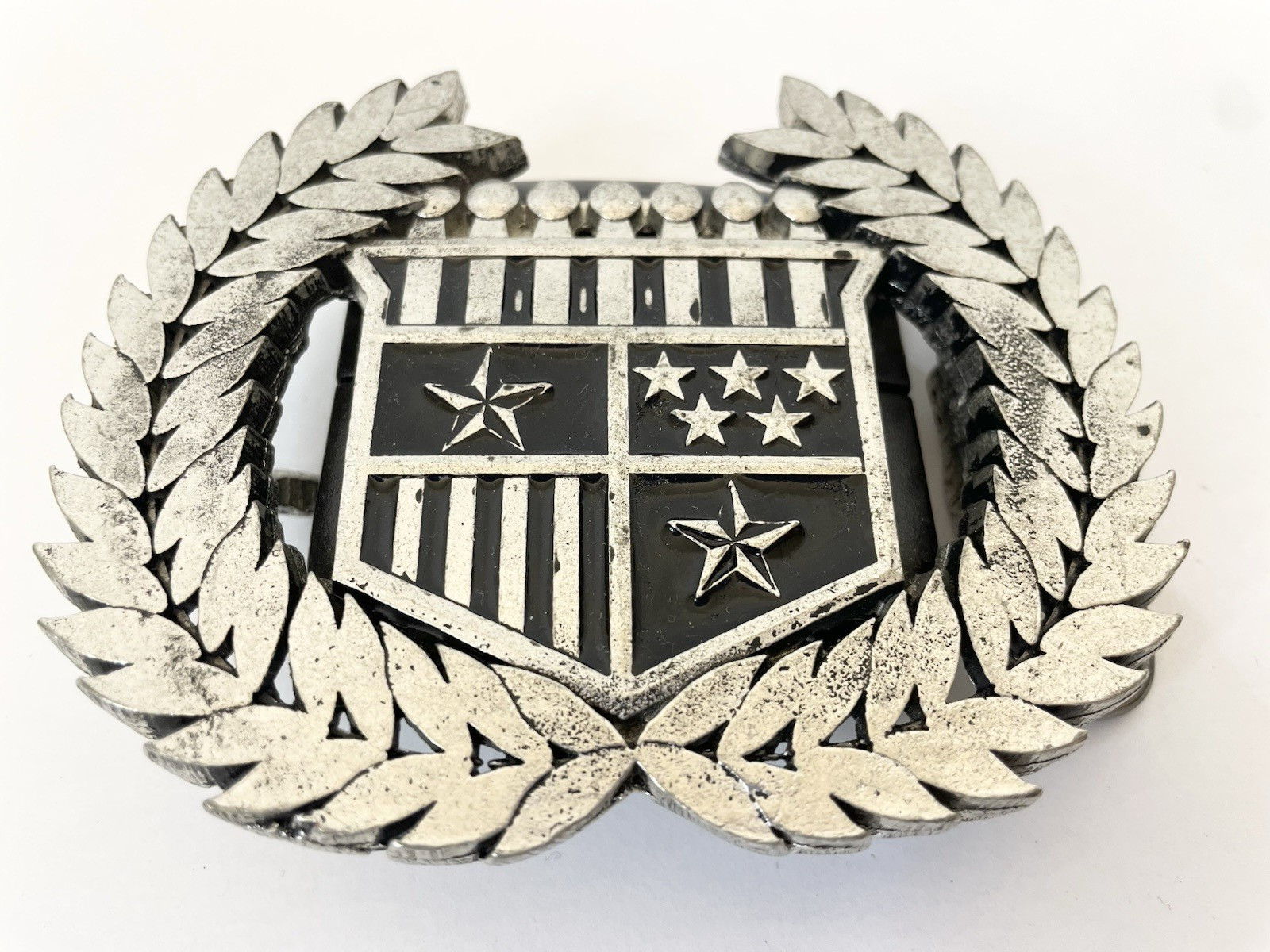 Men&rsquo;s CADILLAC Symbol Belt Buckle No Belt American Flag Stars Metal Silver Heavy