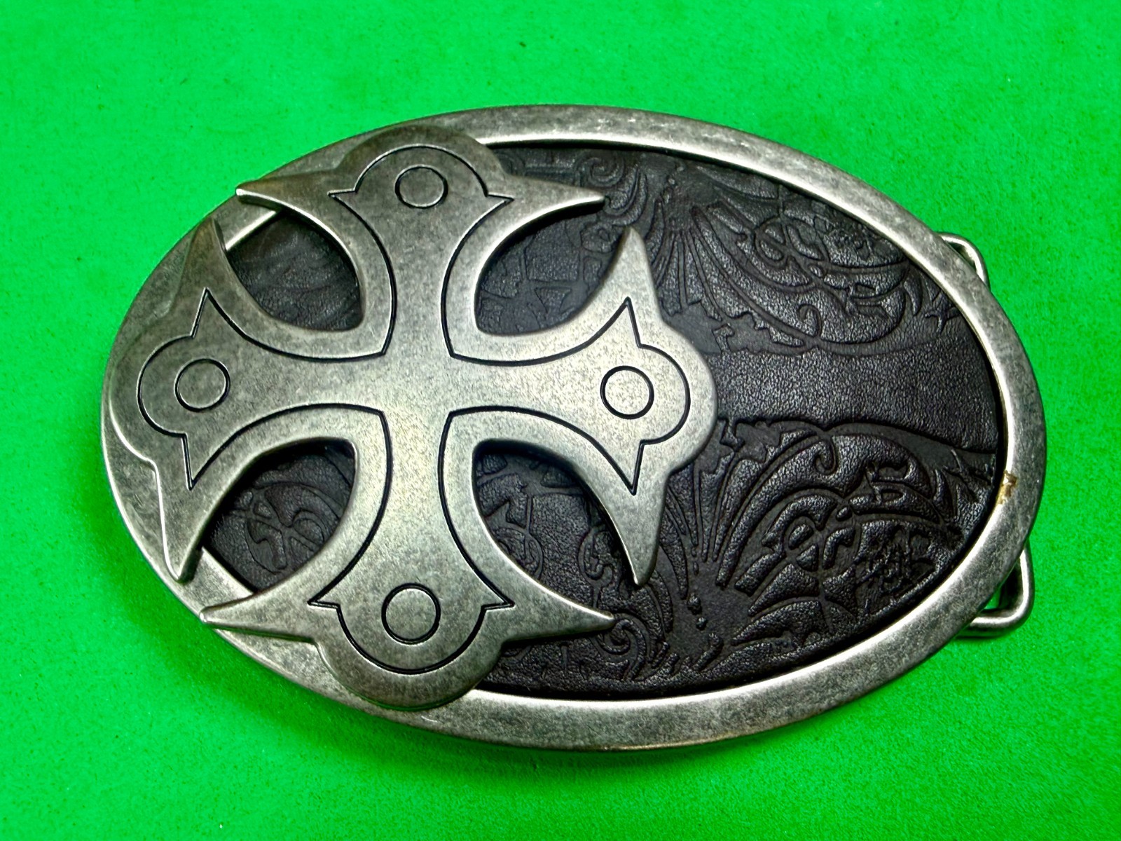 Maltese Celtic Iron Cross Gothic Punk Biker Black & Silver Color Belt Buckle