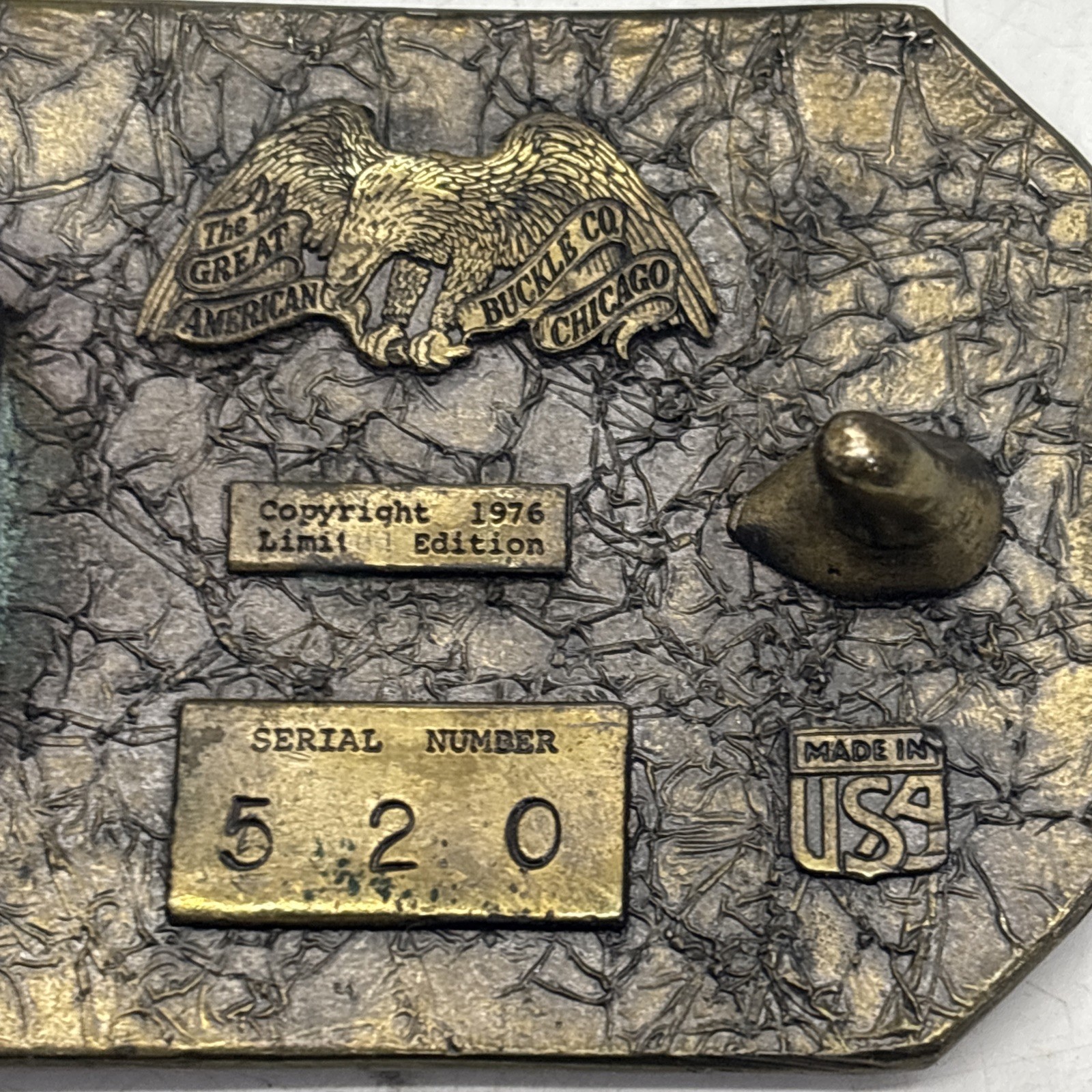 Vintage 1976 Great American Buckle Co Deer Stag Limited #520 USA 3.5×2.25”