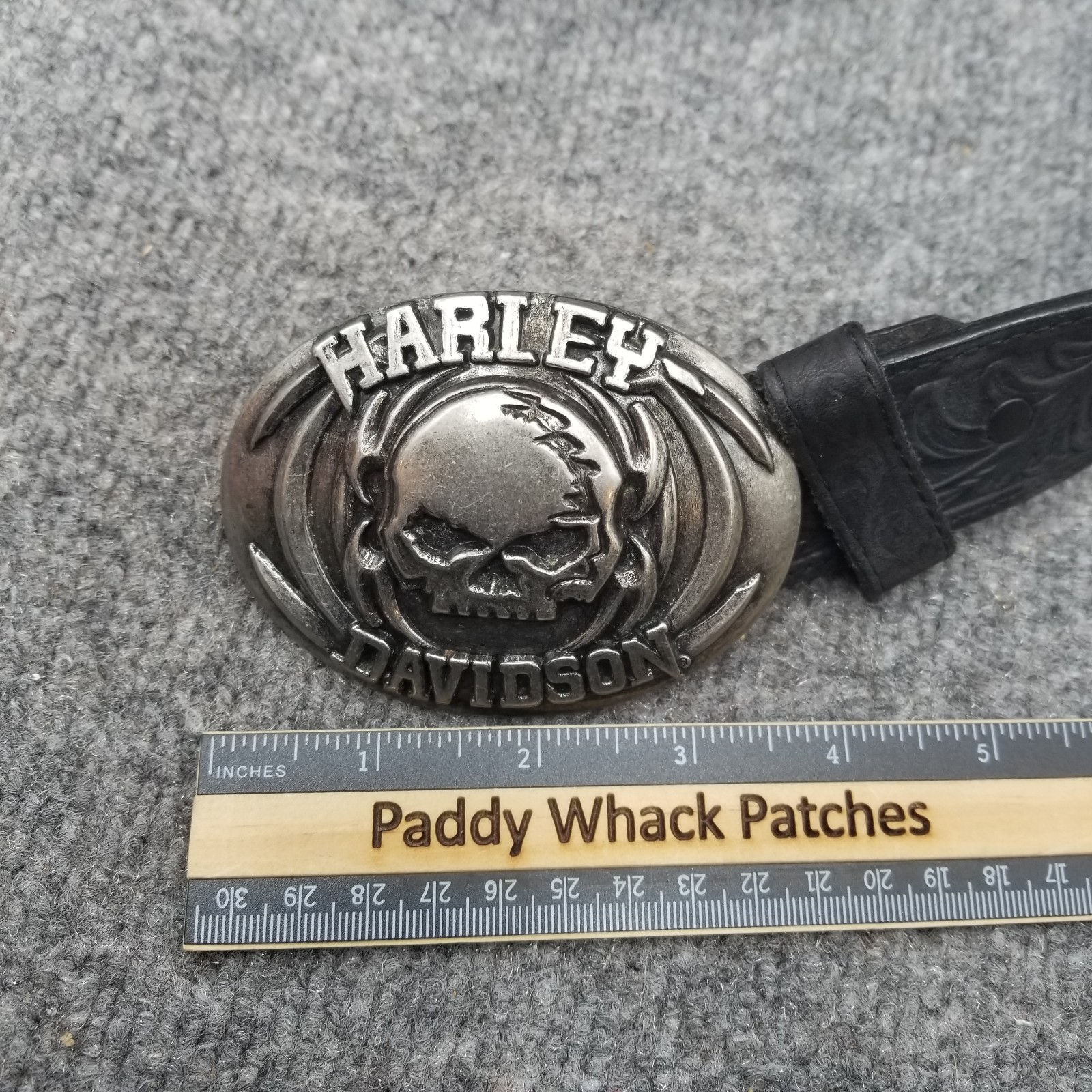 Harley Davidson Skull Belt Buckle Willie G Silver Creek Leather Belt Size 36