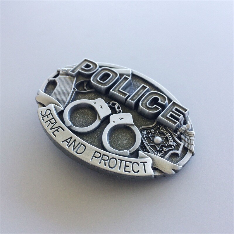 Antique Silver Hero Law Enforcement Belt Buckle