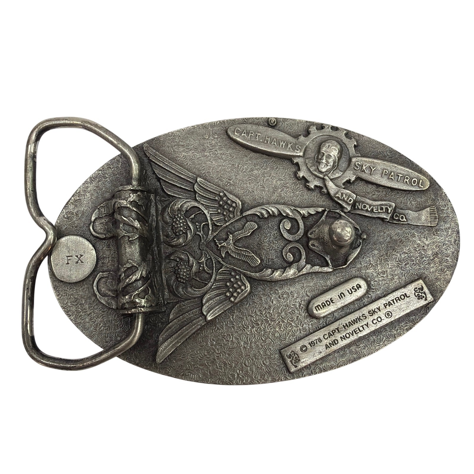 1978 Capt Hawks Sky Patrol I’d Rather Be Fishing Belt Buckle 3.5&Prime; USA