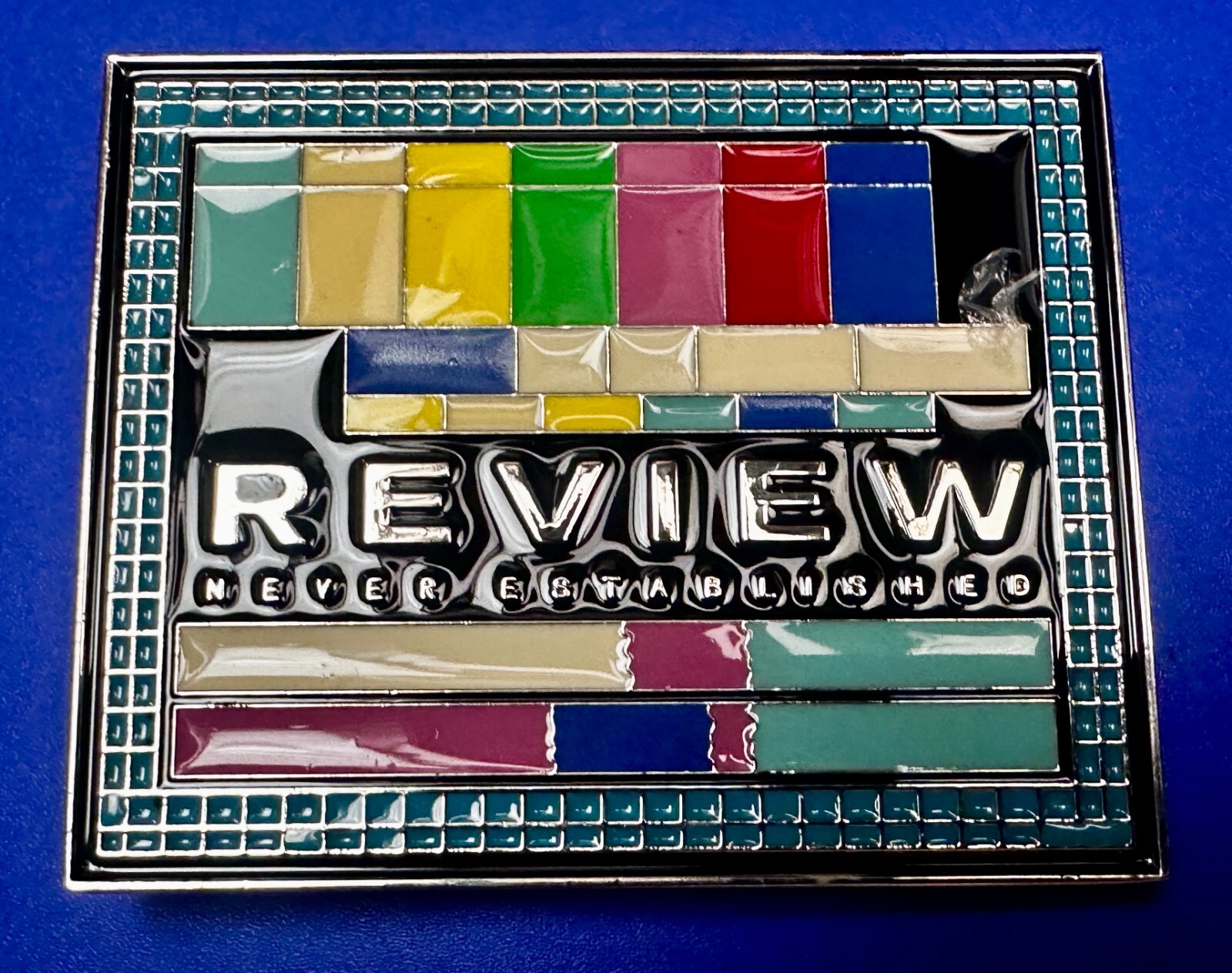 Review Never Established Multi-Colored Enameled TV Bars? Statement Belt Buckle