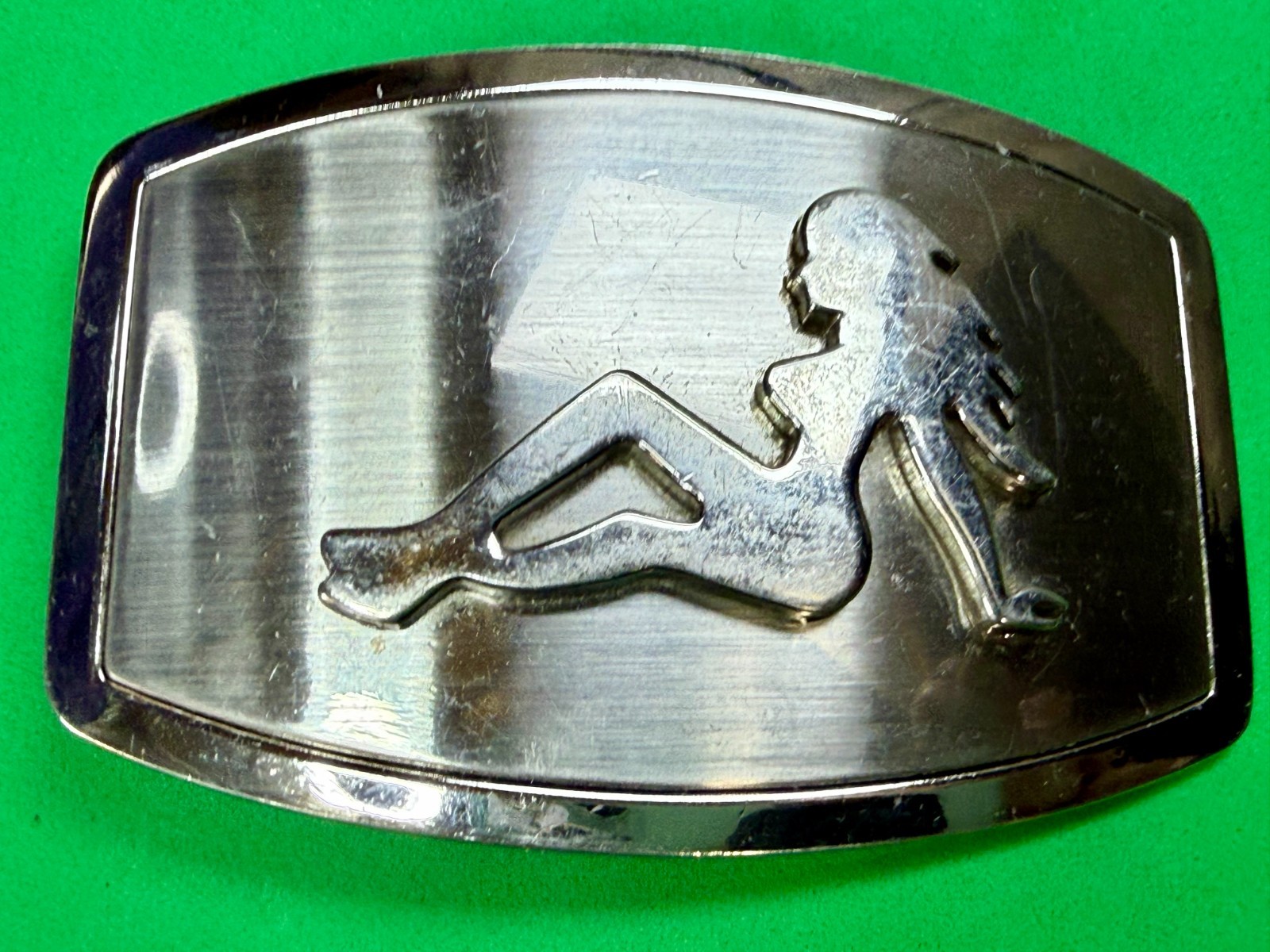 Mud Flap Sexy Girl Woman Silhouette Figure Silver Tone Trucker Biker Belt Buckle