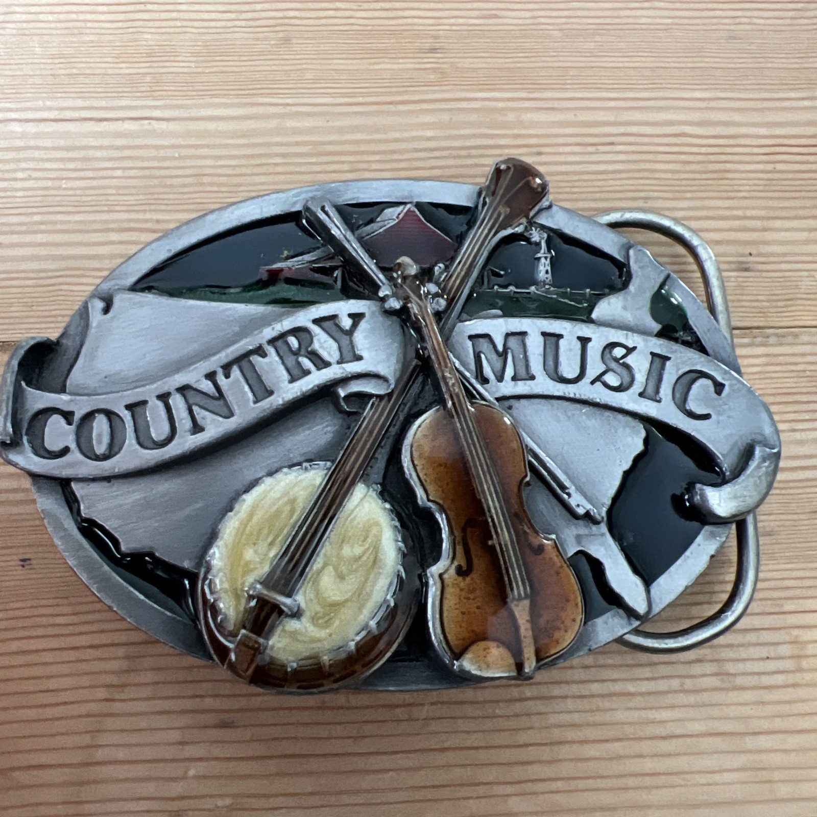 VTG Siskiyou Country Music Western Cowboy Cowgirl Musician Metal Belt Buckle