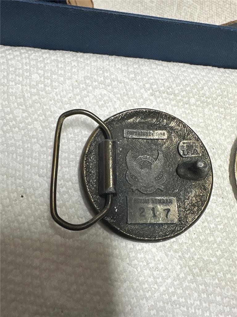 Vintage Mayan Sundial Belt Buckle Lot of Two Buckles
