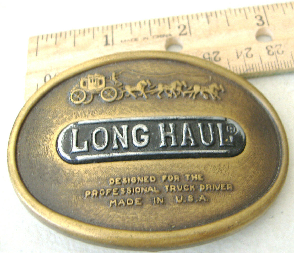 LONG HAUL ~ METAL OVAL BELT BUCKLE ~ DESIGNED FOR THE PROFESSIONAL TRUCK DRIVER