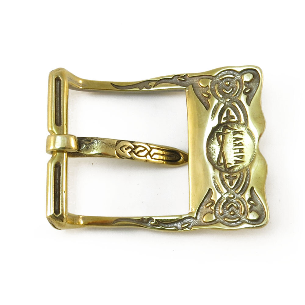 Brass belt buckle Runic, pin type, runic buckle, ornament for 1.5 casual belt