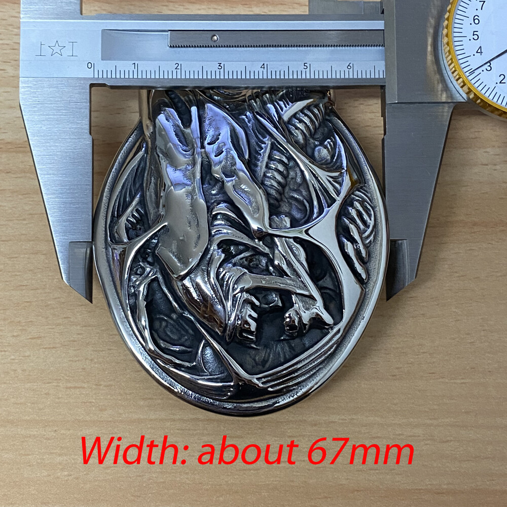 Handmade Stainless Steel AVP Alien Buckle Mens Biker Punk Belt Buckle 10B10A
