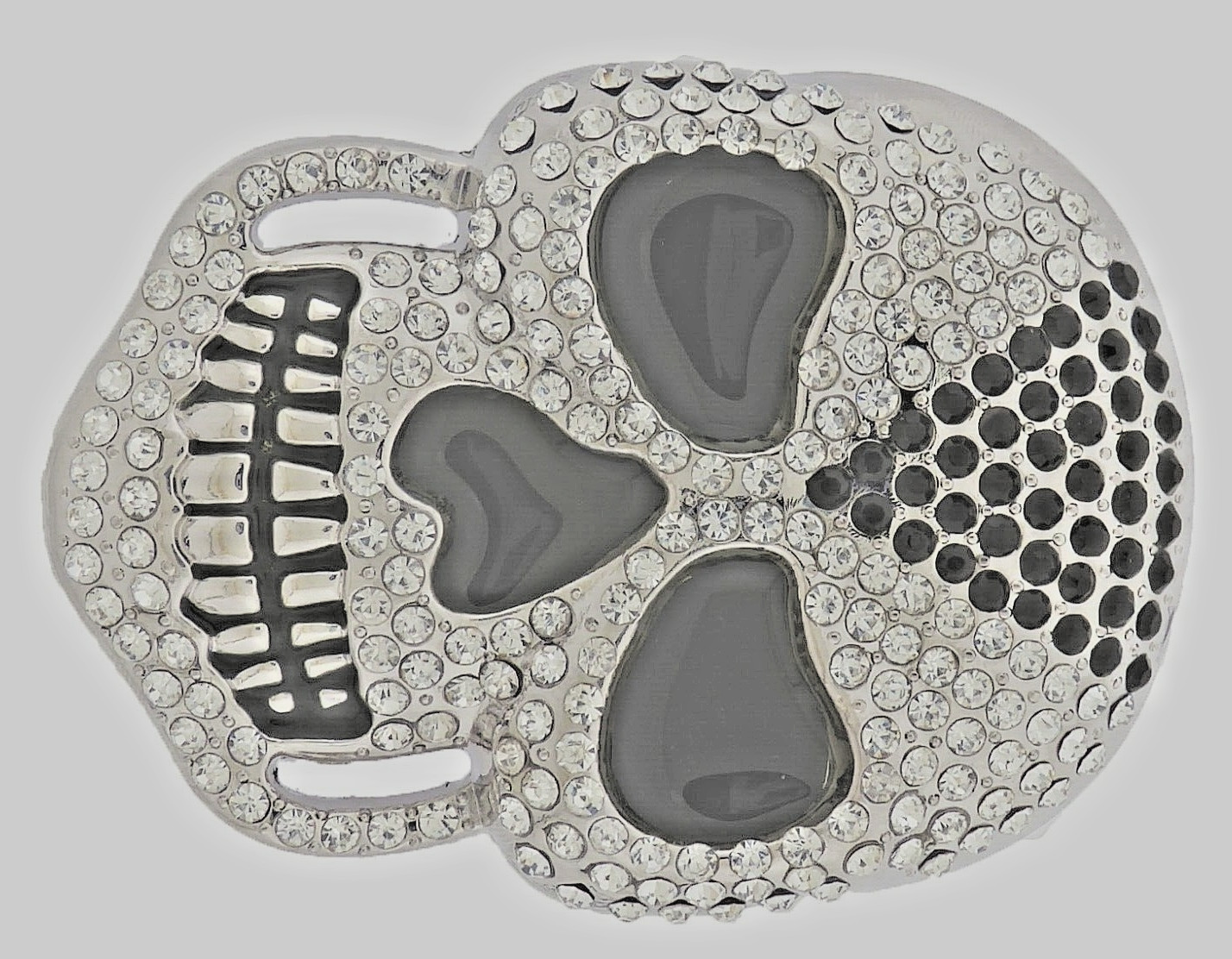 Skull Belt Buckles Men Women Rhinestones Vintage Skeleton Silver Metal Pirate