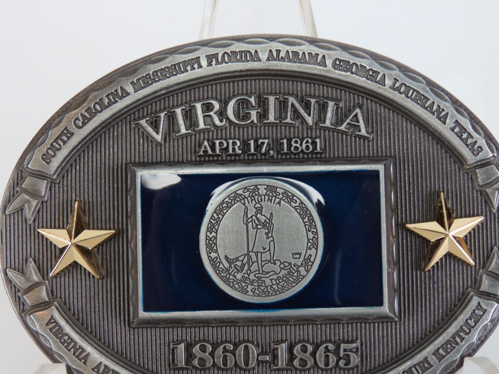 Virginia Southern States 1860-1865 Metal Belt Buckle State Seal