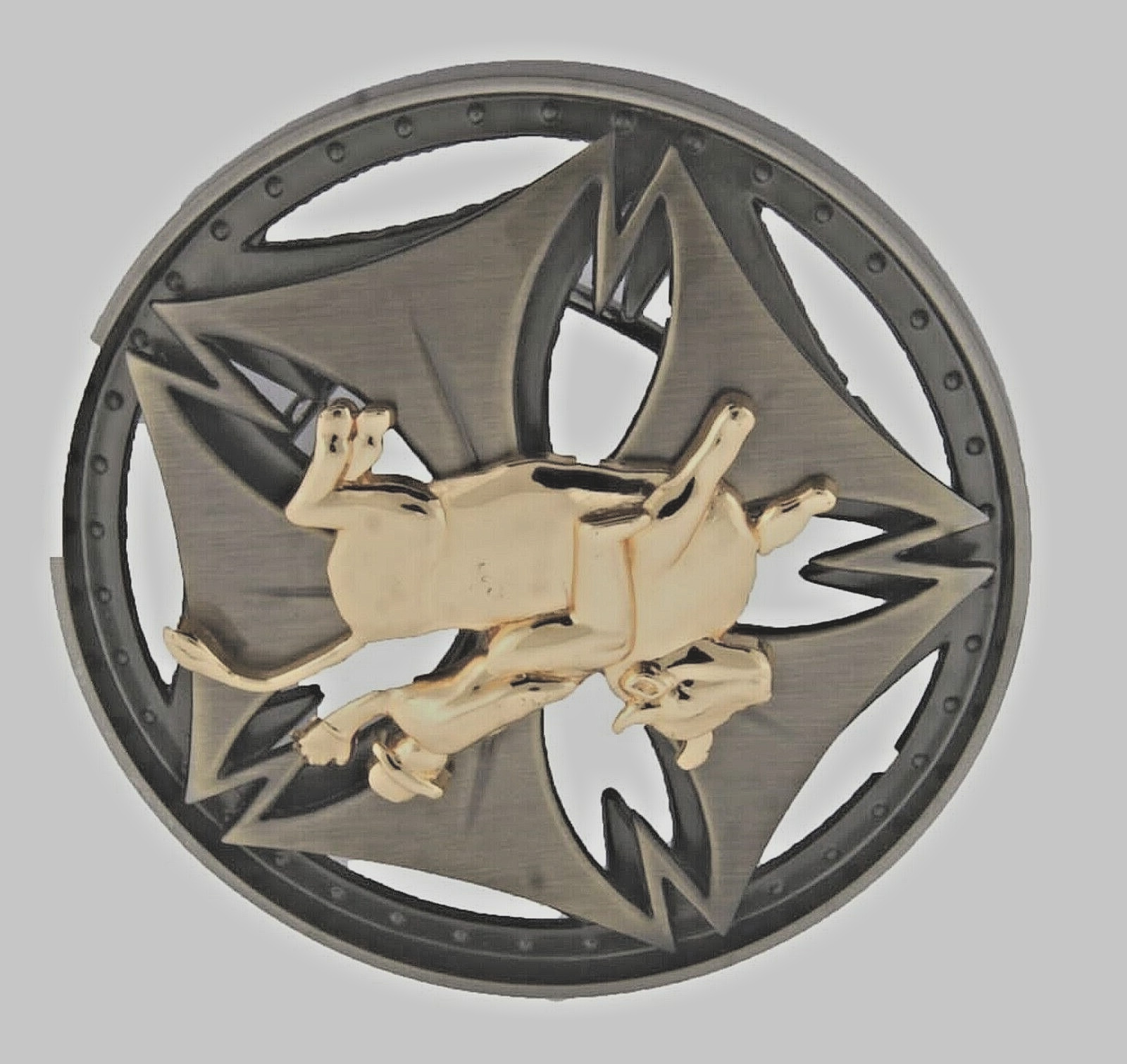 Bull Belt Buckle Vintage Spinner Gold Metal Rider Rodeo Western Cowgirl Cowboy