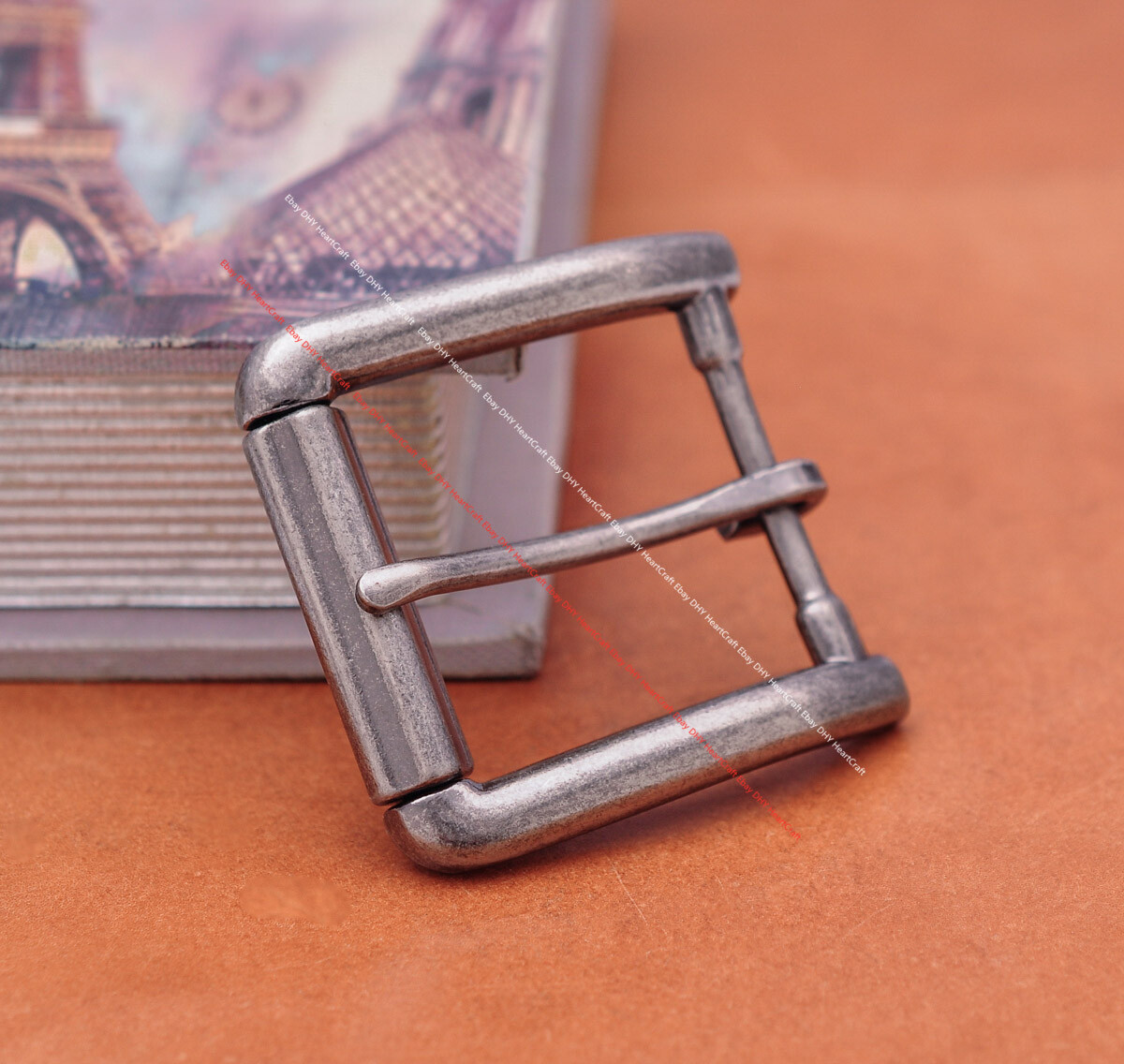 Men Silver Metal Heel Bar Roller End Bar Single Prong Pin Jeans Belt Buckle 40mm