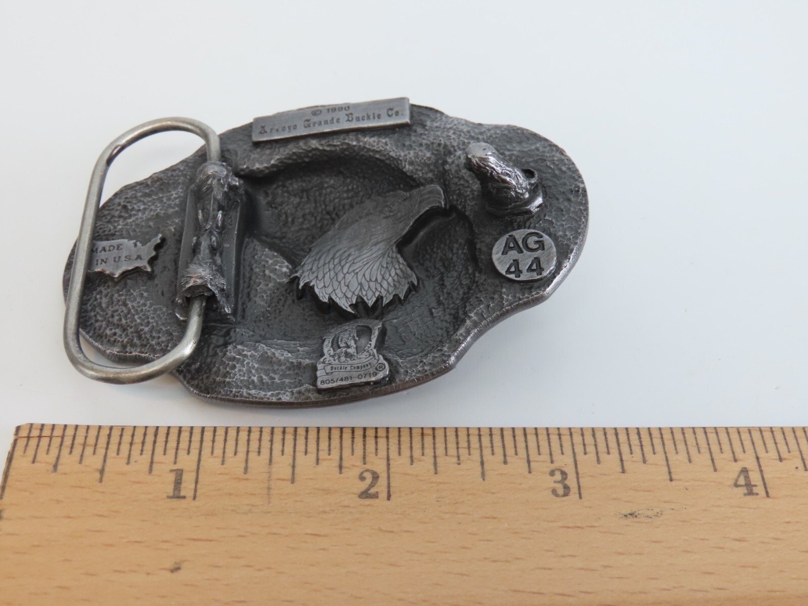 1990 Arroyo Grande #AG44 Eagle Head Belt Buckle USA