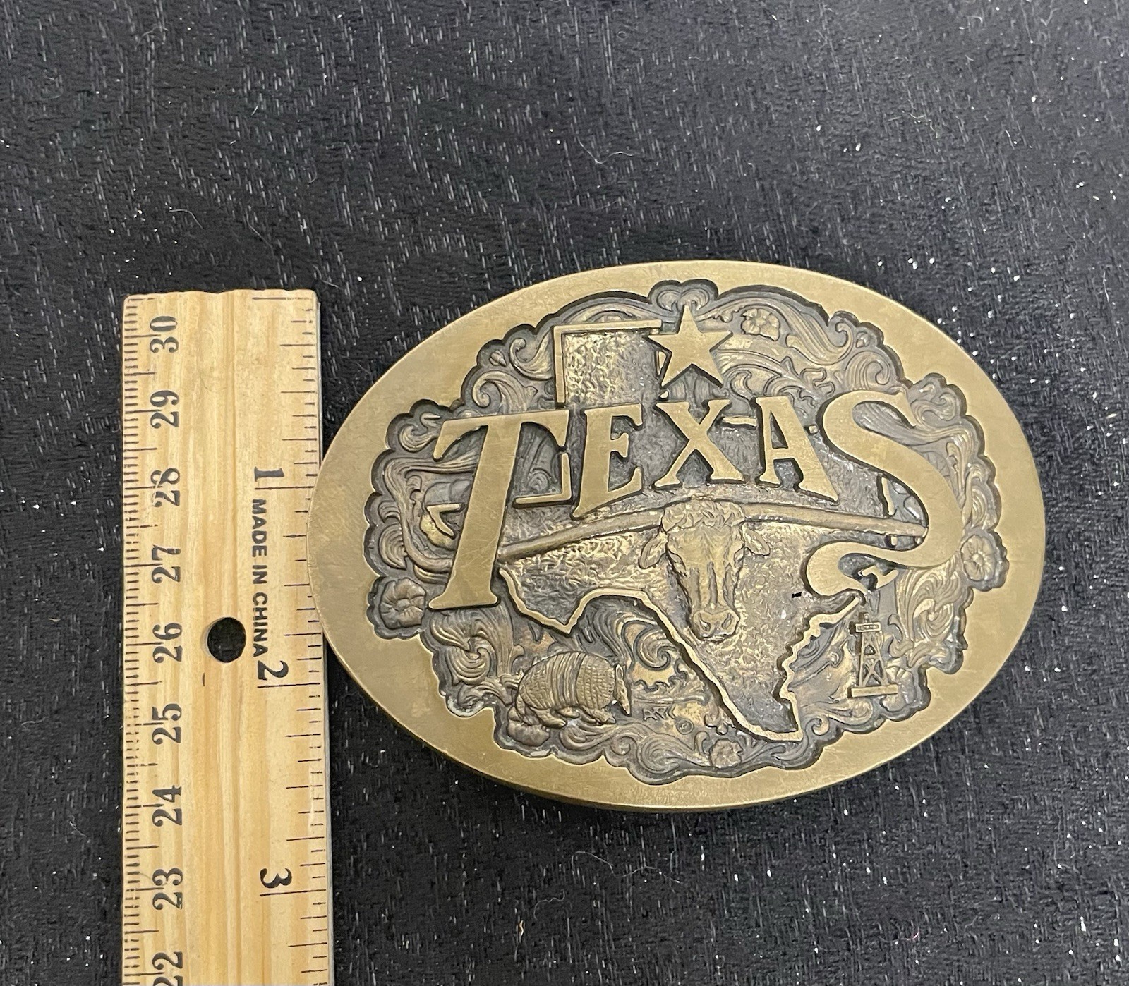High Mesa Texas Solid Bronze Belt Buckle Vintage 1984 Longhorn Star Made In USA