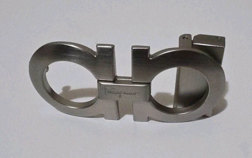 AUTH. SALVATORE FERRAGAMO SILVER GANCINI BELT BUCKLE FOR 1.3&Prime; WIDE BELT STRAP