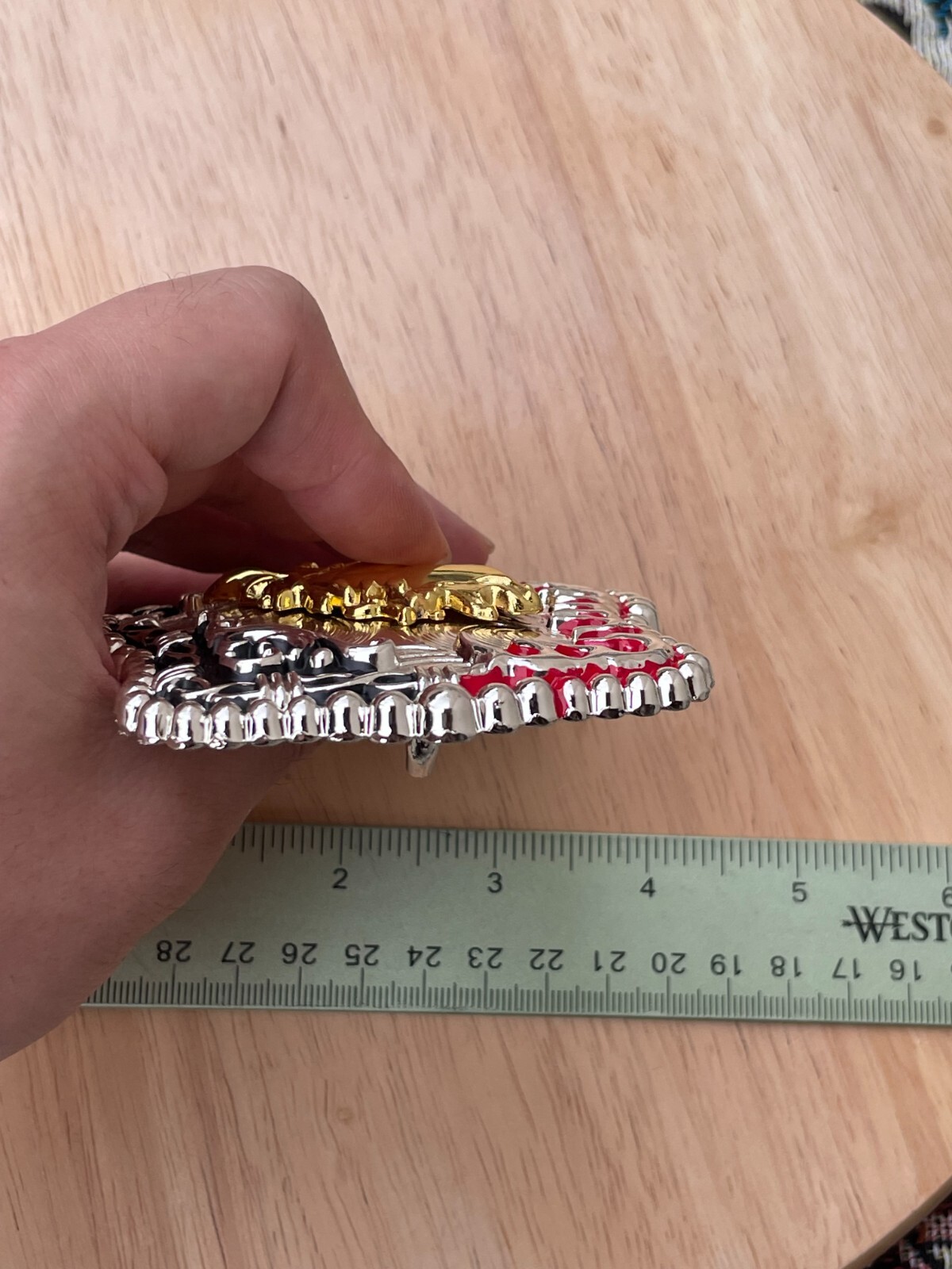 Western Buckle Gold Silver Red Black Red Horse Cowboy Buckle 2 » Hebilla Vaquero