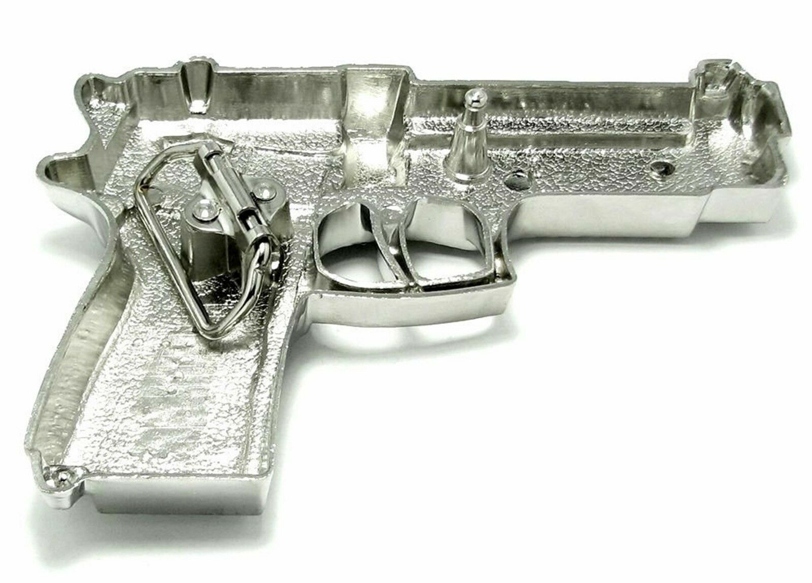 Gun Belt Buckle Iced Style Silver Metal Full of Rhinestones Revolver Pistols Men