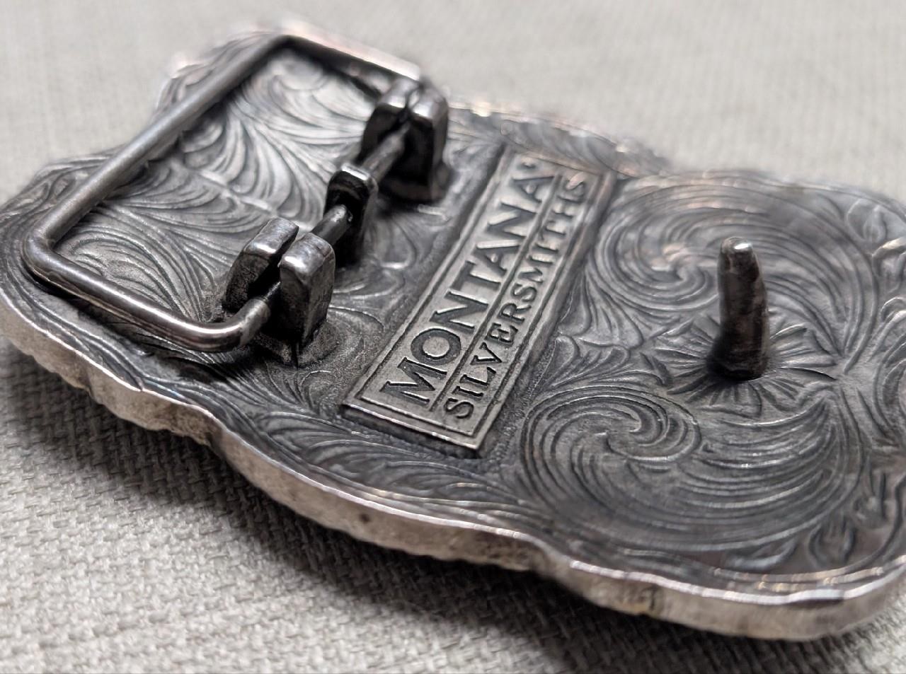 MONTANA SILVERSMITHS belt buckle EAGLE gold silver WESTERN cowboy sterling?