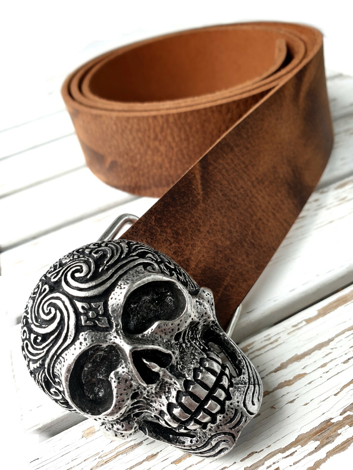 Belt buckle buckle Mexican sugar skull removable buckle silver 4 cm