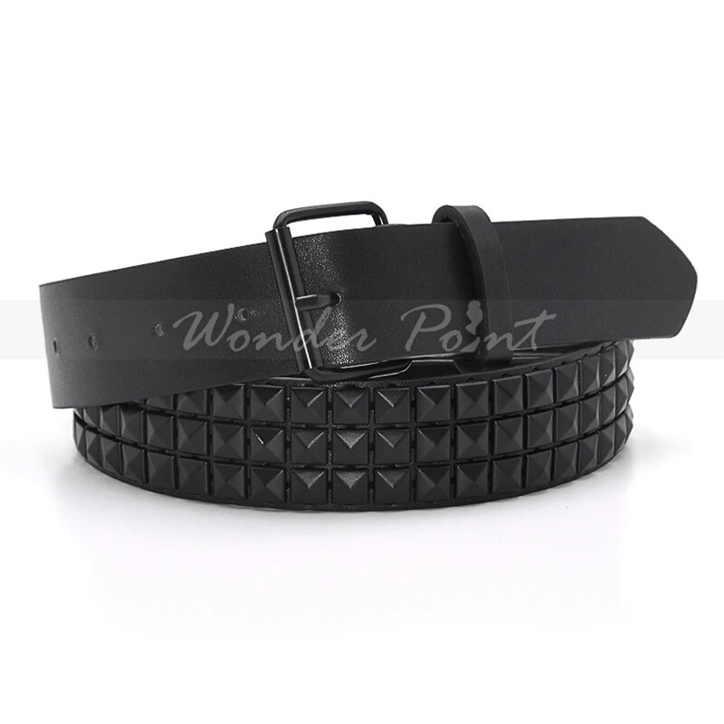 Studded 3 Row Silver Pyramid Made Belt Leather Punk Rock Gothic