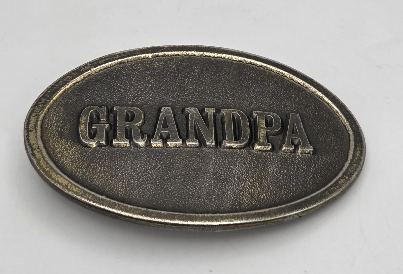Vintage Grandpa Belt Buckle The Great American Buckle Co. Brass Tone Oval