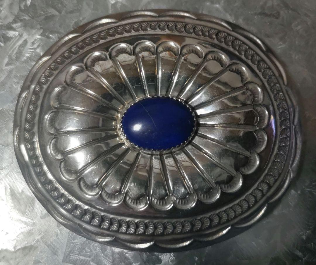 NAVAJO Natural Stone Indian Jewelry Lapis Lazuli Silver Rare Buckle Japan JP
