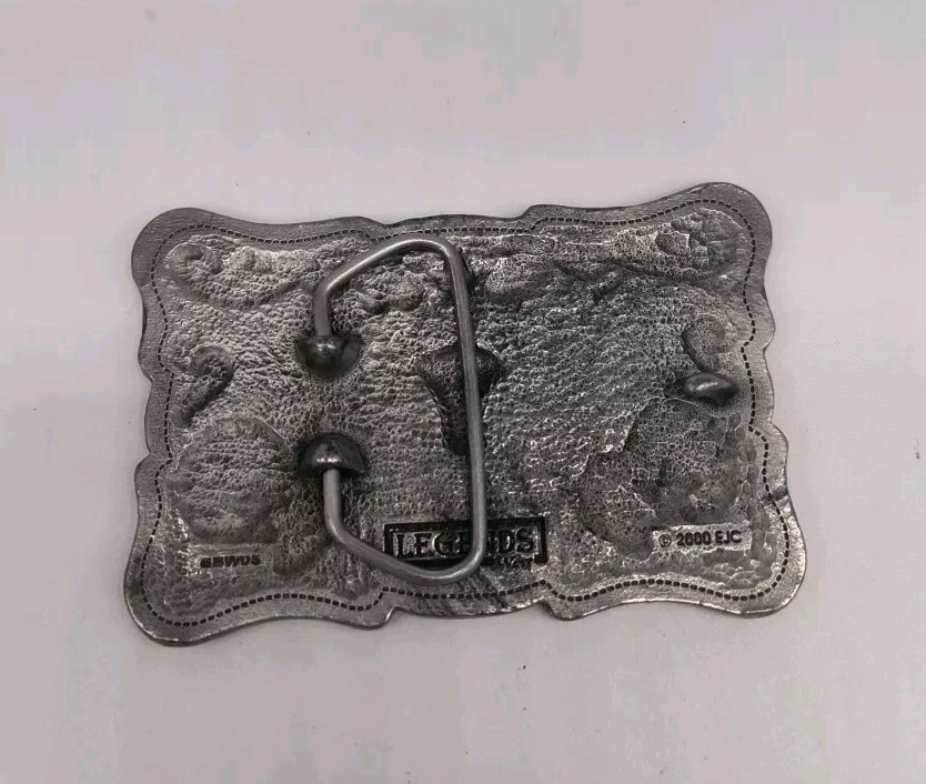 Western Legends Lone Star Long Horn Silver Tone Belt Buckle