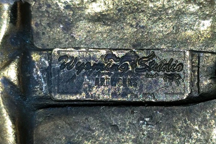 VINTAGE JIM BEAM BOURBON BELT BUCKLE BRASS Wyoming Studio Artworks Made In Usa