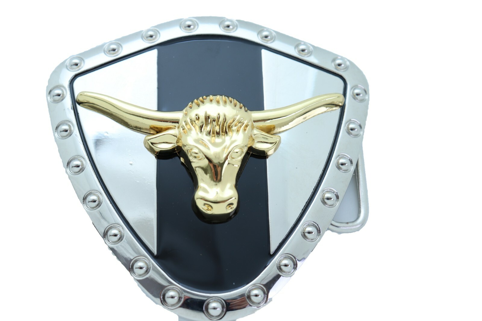 Men Silver Metal Western Belt Buckle Texas Lone Horn Cow Shiny Gold Color Bull